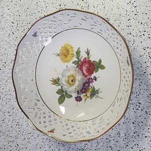 Vintage german pierced edged pattern reticulated dish rare find